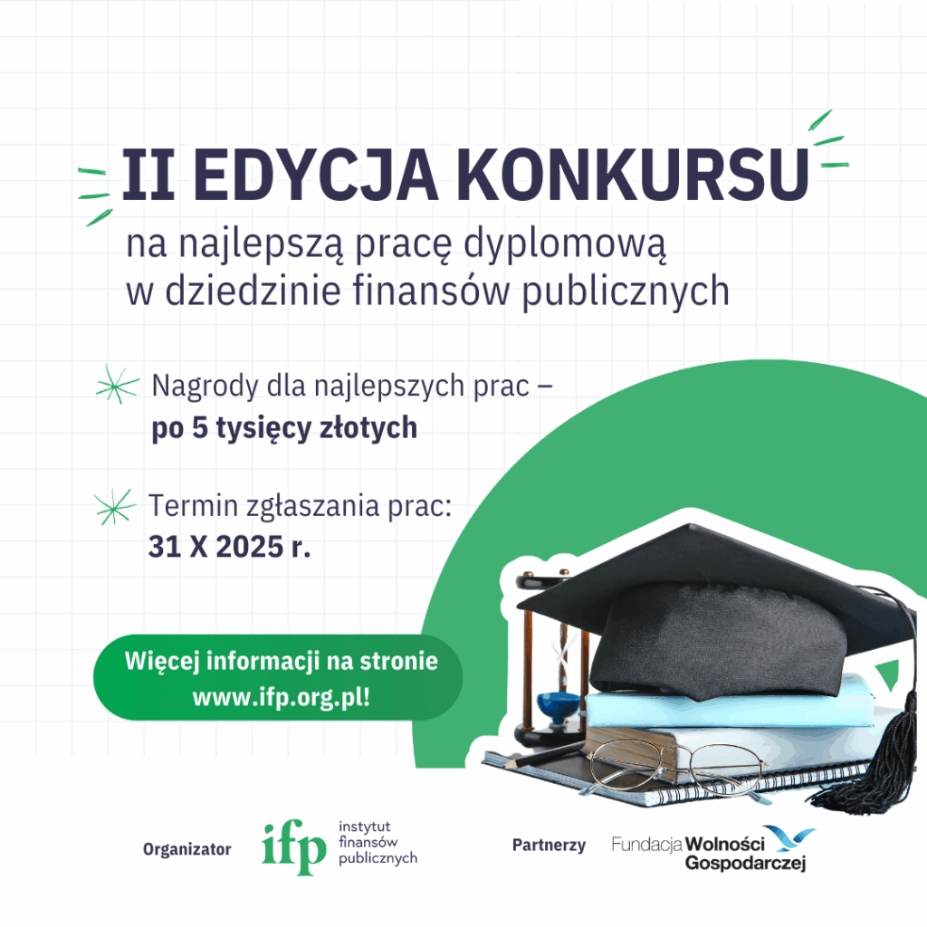 Plakat II edycji konkursu na najlepszą pracę dyplomową w dziedzinie finansów publicznych