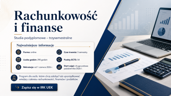 Na grafice zaprezentowano najważniejsze informacje dotyczące studi&oacute;w podyplomowych trzysemestralnych Rachunkowość i finanse. Informacje te są zaprezentowane w dalszej części strony w trybie tekstowym.